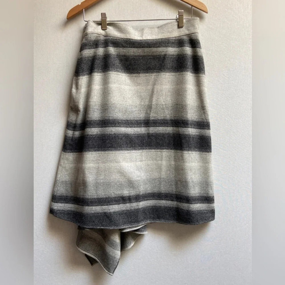 Jones New York Virgin Wool grey  striped midi skirt Sz 6 - Picture 2 of 10